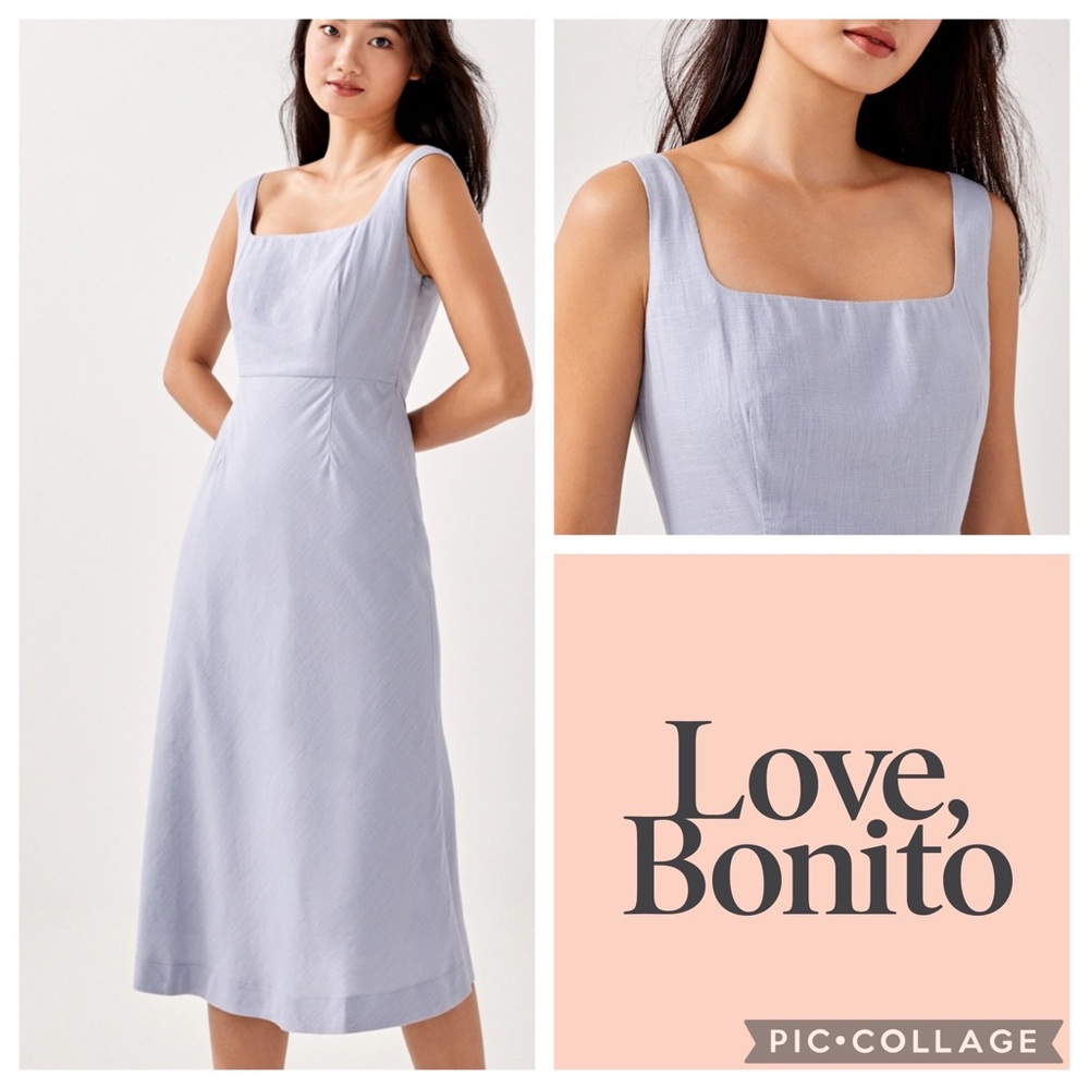 NWT Love, Bonito Alais Linen Bias Cut Dress Baby Blue Size Small / 4